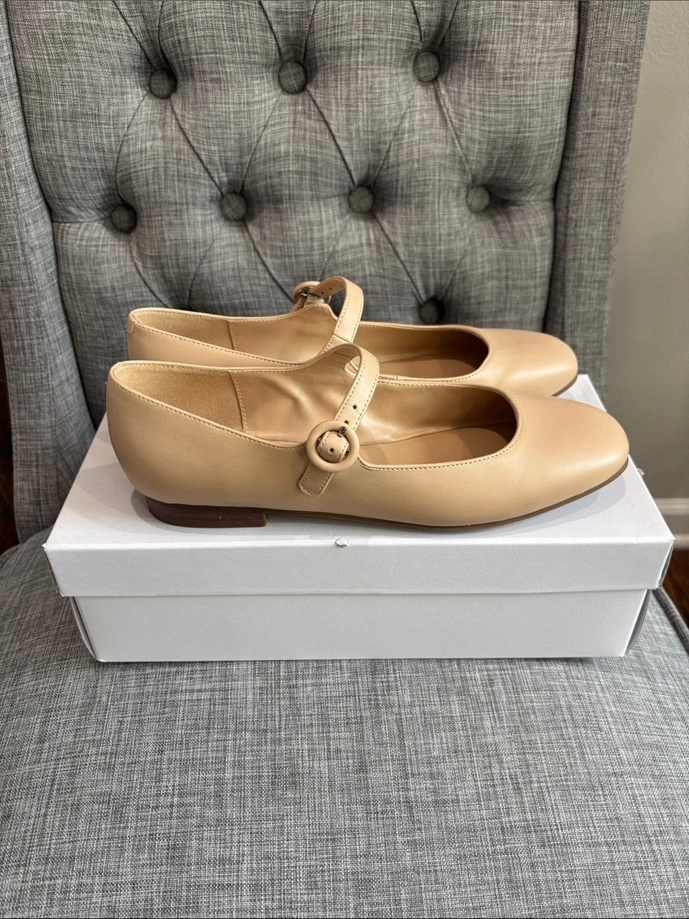 Marc Fisher Light Natural Mary Jane Flats in Beige